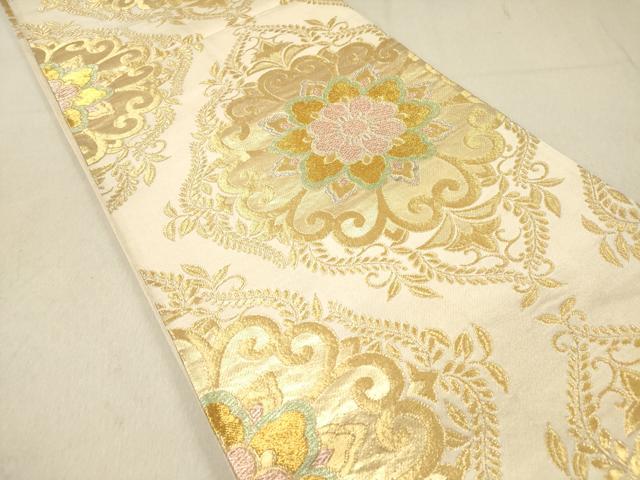 平和屋着物◎六通柄袋帯　花菱文　金銀糸　正絹　逸品　DAAZ5689ea