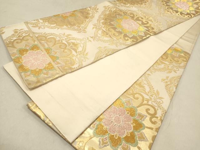 花菱文　金彩　正絹　逸品 平和屋着物◎六通柄袋帯 花菱文 金銀糸 正絹 逸品 DAAZ5689ea