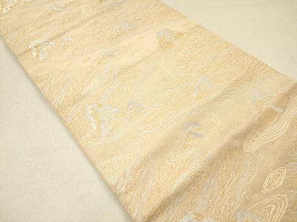 平和屋着物◎六通柄 京本袋帯 庭園 金銀糸 正絹 逸品 DAAZ5693ea