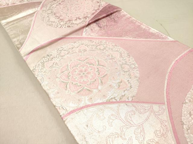 平和屋着物◎六通柄袋帯 唐織 正倉院花文 銀糸 正絹 逸品 DAAZ5699ea