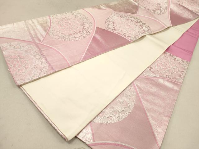 平和屋着物◎六通柄袋帯 唐織 正倉院花文 銀糸 正絹 逸品 DAAZ5699ea