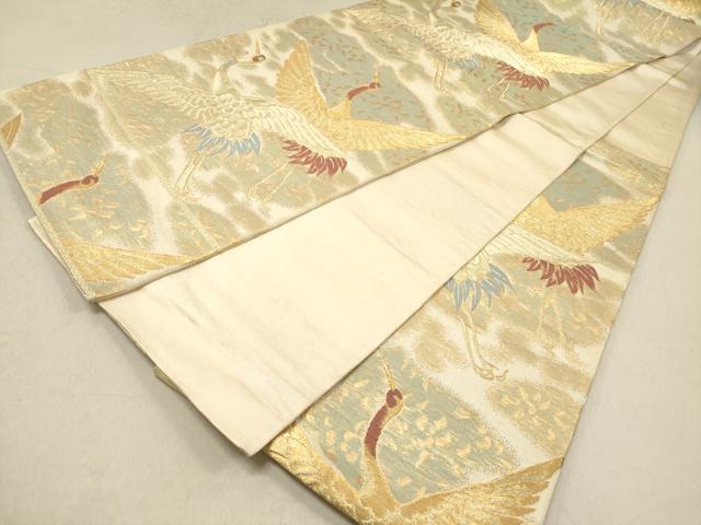 平和屋着物◎六通柄袋帯 飛鶴 金糸 正絹 逸品 DAAZ5702ea