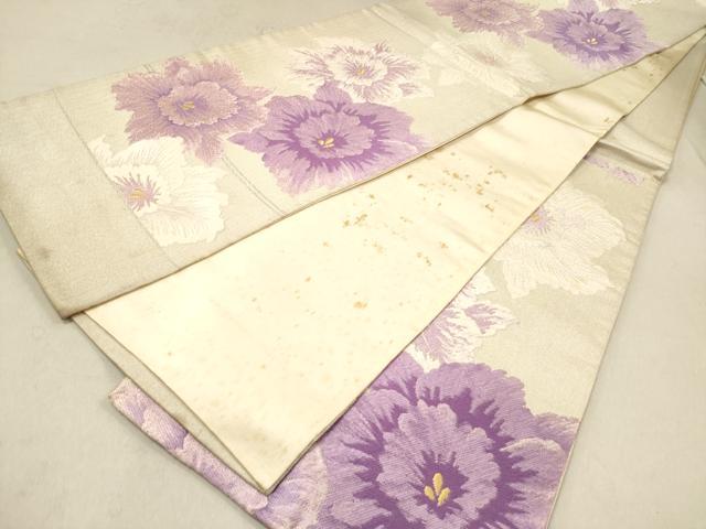 平和屋着物◎本場筑前博多織 六通柄袋帯 蘭 証紙付き 正絹 逸品 DAAZ5706ea