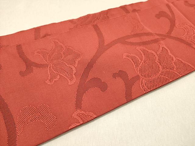平和屋着物◎爪掻き本綴れ 八寸名古屋帯 更紗花唐草文