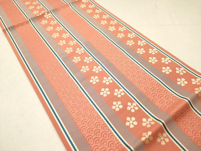 平和屋着物◎本場筑前博多織 八寸名古屋帯 梅鉢間道 正絹 逸品