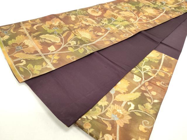 平和屋着物◎六通柄袋帯 更紗花唐草文 金糸 正絹 逸品 DAAZ5741ea