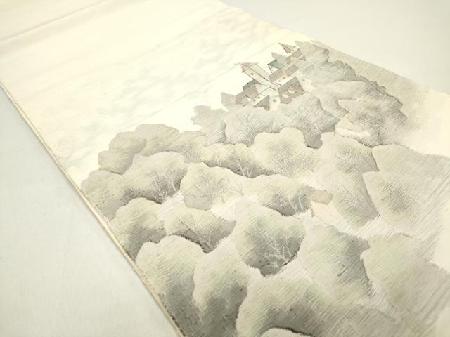 平和屋着物◎太鼓柄袋帯 すくい織 風景樹林文 正絹 逸品 DAAZ5755ea