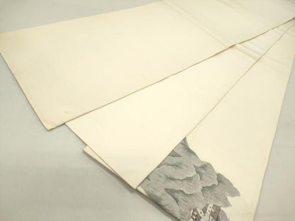 平和屋着物◎太鼓柄袋帯 すくい織 風景樹林文 正絹 逸品 DAAZ5755ea