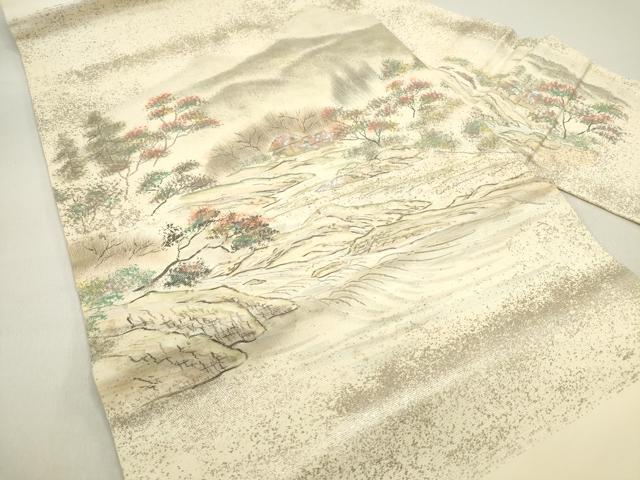 平和屋着物◎九寸名古屋帯 手描き 風景文 螺鈿箔 正絹 逸品 DAAZ5756ea