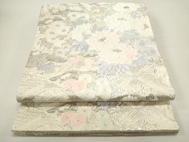 平和屋着物◎六通柄袋帯 唐織 蒔絵聚楽華文 金糸 プラチナ箔 正絹 逸品 DAAZ5761ea