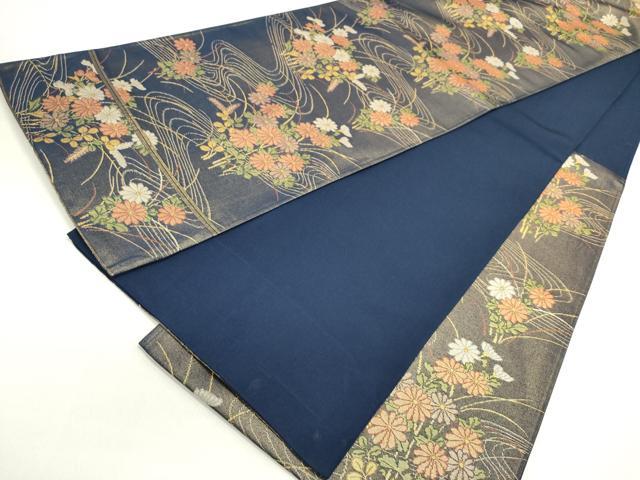 平和屋着物◎西陣 六通柄袋帯 流水菊文 金糸 正絹 逸品 DAAZ5762ea