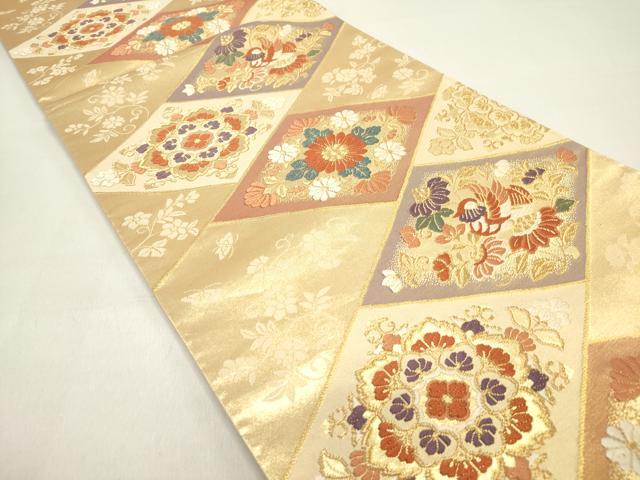 平和屋着物◎六通柄袋帯 唐織 菱花鳥文 金糸 正絹 逸品 DAAZ5764ea