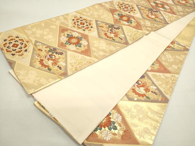 平和屋着物◎六通柄袋帯 唐織 菱花鳥文 金糸 正絹 逸品 DAAZ5764ea