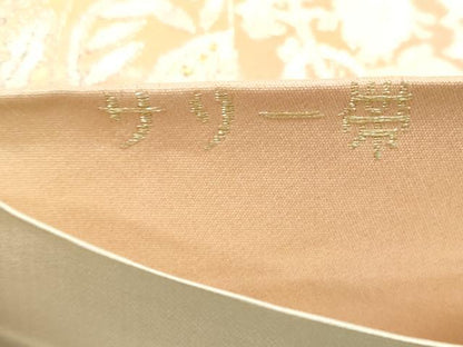 平和屋着物◎六通柄袋帯 サリー帯 流水更紗花鳥文 金糸 正絹 逸品 DAAZ5767ea