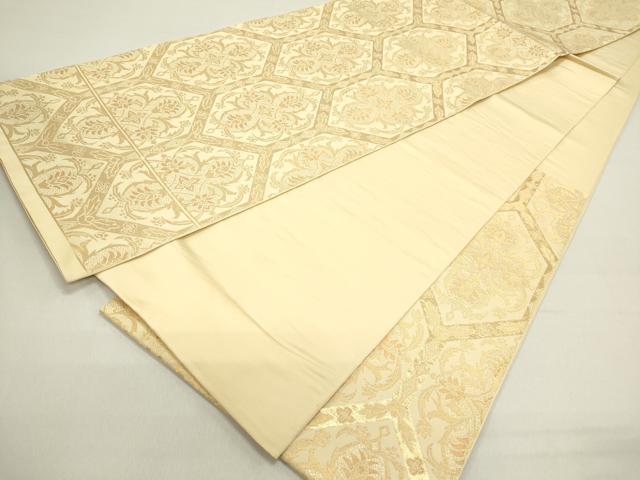 平和屋着物◎六通柄 本袋帯 亀甲花文 金糸 正絹 逸品 DAAZ5768ea