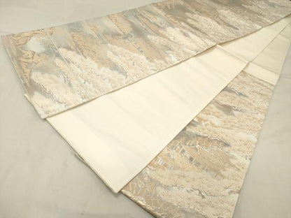 平和屋着物◎六通柄袋帯 京洛錦 風景松文 金銀糸 二重引箔 正絹 逸品 DAAZ5795ea