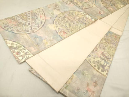 平和屋着物◎六通柄袋帯 狩猟花丸文 金銀糸 正絹 逸品 DAAZ5800ea