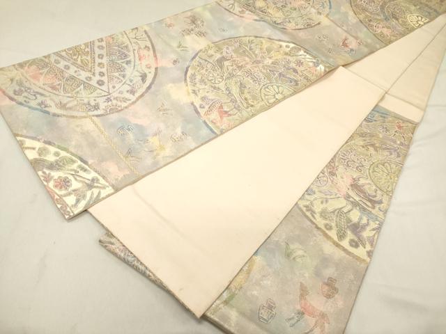 平和屋着物◎六通柄袋帯 狩猟花丸文 金銀糸 正絹 逸品 DAAZ5800ea