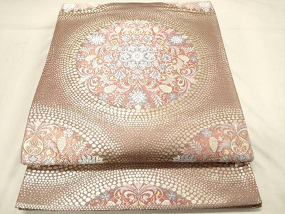 平和屋着物◎六通柄袋帯 唐織 更紗花丸文 金糸 正絹 逸品 DAAZ5813ea