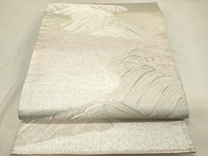 平和屋着物◎六通柄袋帯 立波文 銀糸 正絹 逸品 DAAZ5817ea