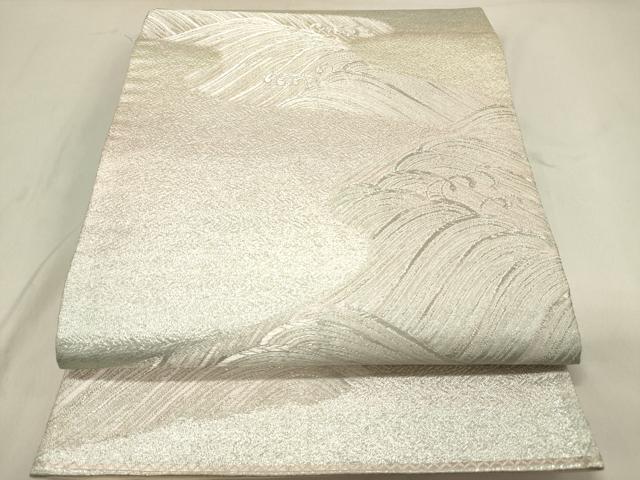 平和屋着物◎六通柄袋帯 立波文 銀糸 正絹 逸品 DAAZ5817ea