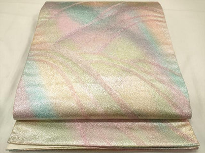 平和屋着物◎全通柄袋帯 重ね山文 金糸 正絹 逸品 DAAZ5826ea