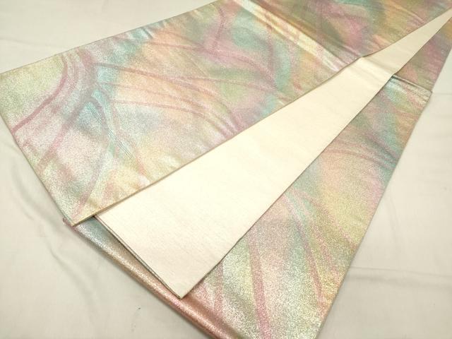 平和屋着物◎全通柄袋帯 重ね山文 金糸 正絹 逸品 DAAZ5826ea