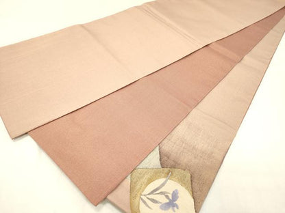 平和屋着物◎太鼓柄袋帯　すくい織　色紙重ね花文　枝椿　金糸　正絹　逸品　DAAZ5840ea