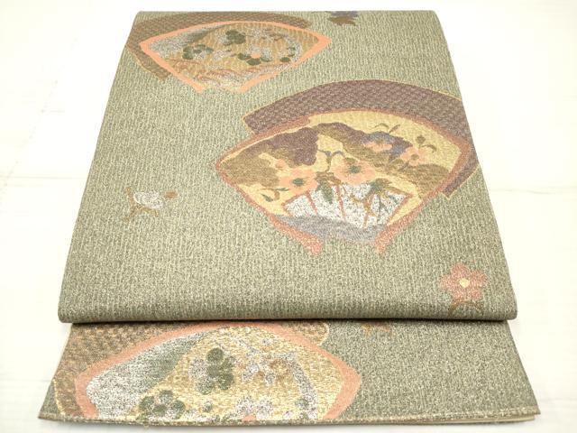 平和屋着物◎六通柄袋帯 地紙重ね花文 金銀糸 正絹 逸品 DAAZ5861ea