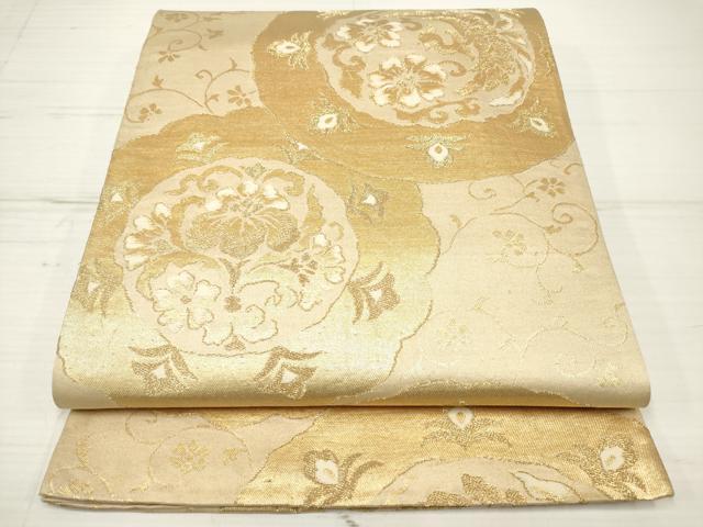 平和屋着物◎六通柄袋帯 鳳凰花唐草文 金糸 正絹 逸品 DAAZ5891ea