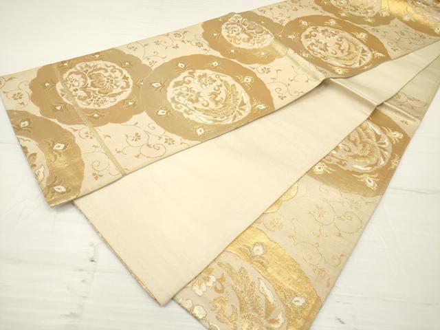 平和屋着物◎六通柄袋帯 鳳凰花唐草文 金糸 正絹 逸品 DAAZ5891ea