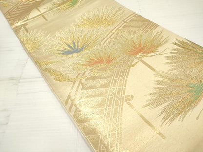 平和屋着物◎六通柄袋帯 渡橋松文 金糸 正絹 逸品 DAAZ5902ea