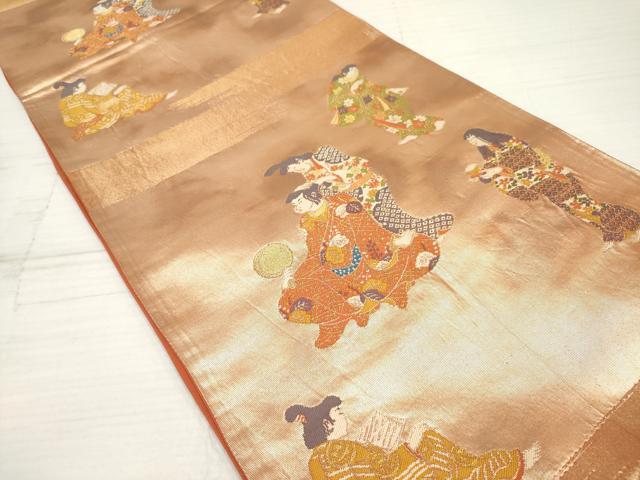 平和屋着物◎六通柄袋帯 女人文 金糸 引箔 正絹 逸品 DAAZ5904ea