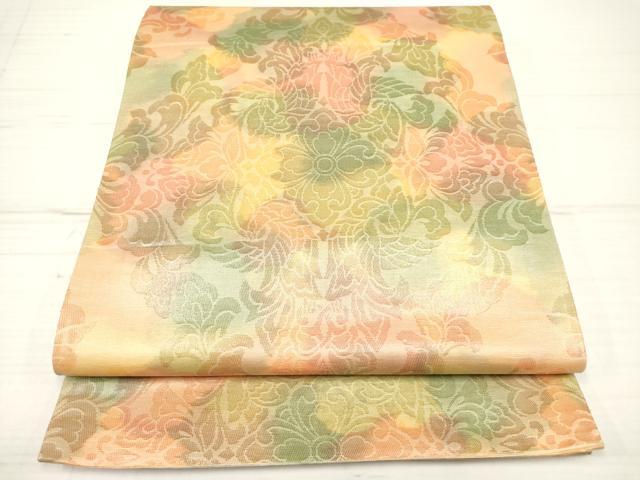 平和屋着物◎六通柄袋帯 洋花文 正絹 逸品 DAAZ5909ea