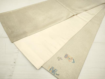 平和屋着物◎太鼓柄袋帯 童子花文 金銀糸 正絹 逸品 DAAZ5910ea