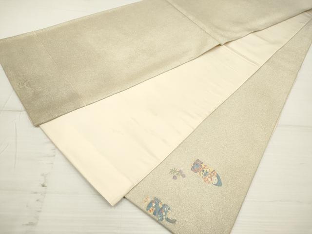 平和屋着物◎太鼓柄袋帯 童子花文 金銀糸 正絹 逸品 DAAZ5910ea