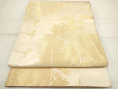 平和屋着物◎両面　全通柄袋帯　破れ色紙文　金糸　正絹　逸品　DAAZ5920ea