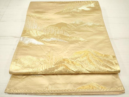 平和屋着物◎六通柄袋帯 冬木立 金銀糸 正絹 逸品 DAAZ5931ea