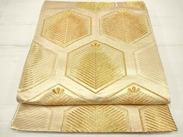 平和屋着物◎六通柄袋帯 亀甲松葉文 金糸 正絹 逸品 DAAZ5932ea