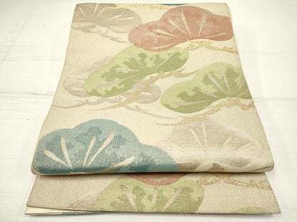 平和屋着物◎六通柄袋帯 笠松 金糸 正絹 逸品 DAAZ5937ea