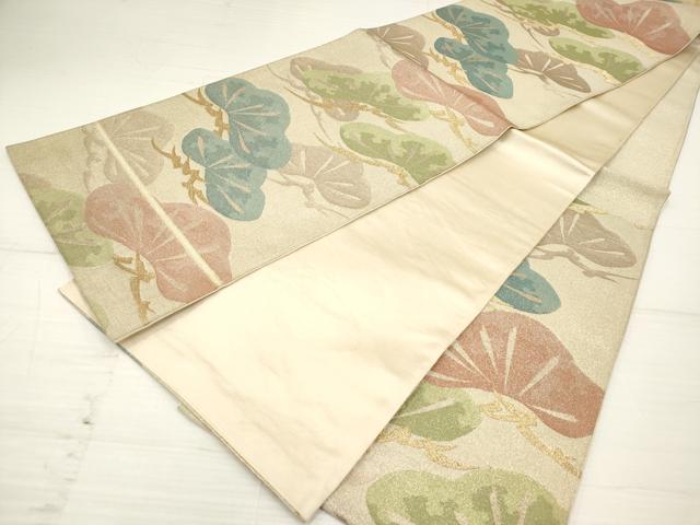 平和屋着物◎六通柄袋帯 笠松 金糸 正絹 逸品 DAAZ5937ea