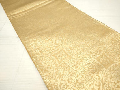 平和屋着物◎六通柄袋帯　花絵皿文　正絹　逸品　DAAZ5942ea