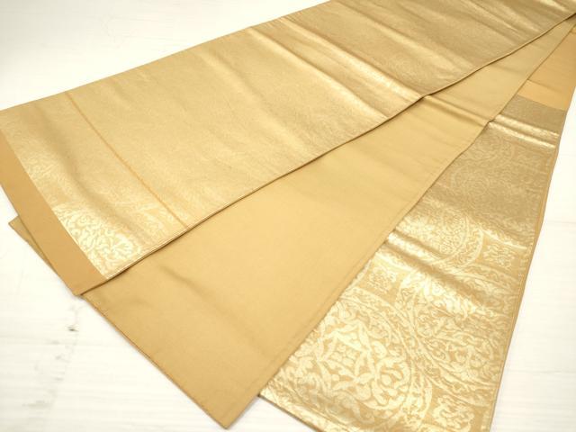 平和屋着物◎六通柄袋帯　花絵皿文　正絹　逸品　DAAZ5942ea