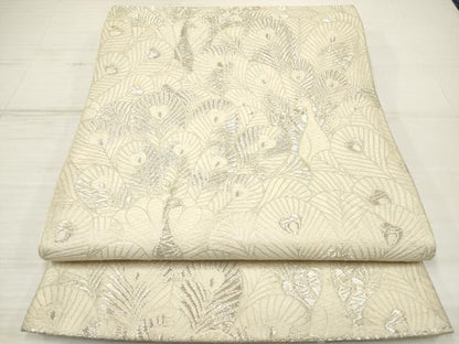平和屋着物◎六通柄袋帯 孔雀 銀糸 正絹 逸品 DAAZ5946ea