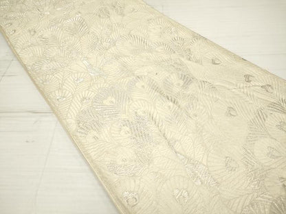 平和屋着物◎六通柄袋帯 孔雀 銀糸 正絹 逸品 DAAZ5946ea