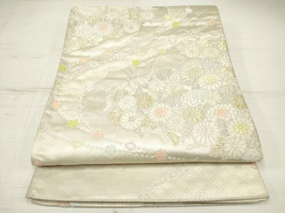 平和屋着物◎六通柄袋帯　吉祥菊花文　金銀糸　正絹　逸品　DAAZ5952ea