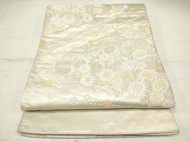 平和屋着物◎六通柄袋帯　吉祥菊花文　金銀糸　正絹　逸品　DAAZ5952ea