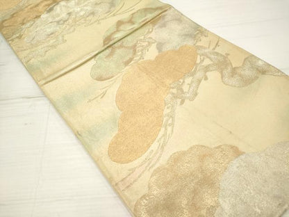 平和屋着物◎六通柄袋帯　老松　金糸　正絹　逸品　DAAZ5961ea