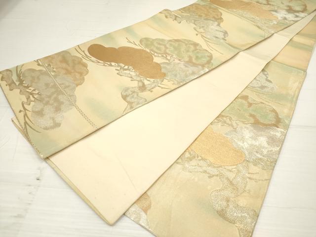 平和屋着物◎六通柄袋帯　老松　金糸　正絹　逸品　DAAZ5961ea