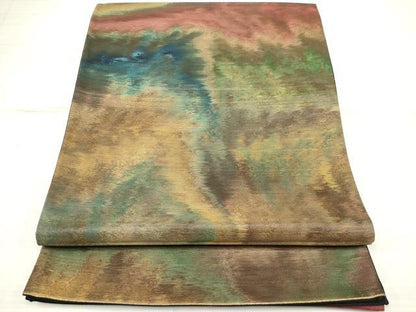 平和屋着物◎六通柄袋帯　霞文　正絹　逸品　DAAZ5963ea